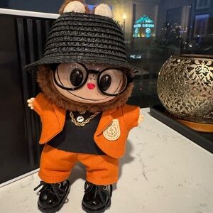 Smooth lil Orange & Black Suit with Shirt and Gold Chain!